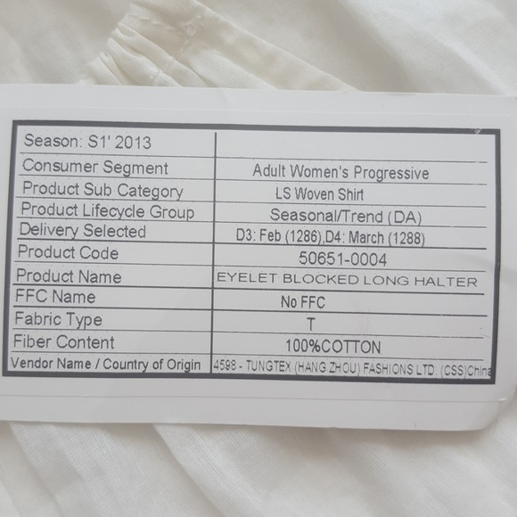 Levis Sample Eyelet Blocked White Halter Boho Festival Top - Picture 6 of 6